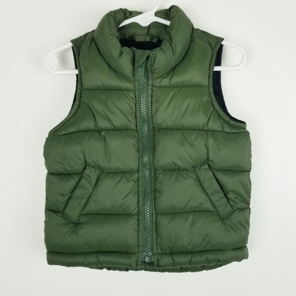 Old Navy Green Fleece-Lined Puffer Vest 12-18 Months - Picture 1 of 6